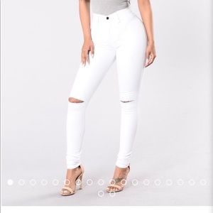 Fashion Nova white canopy jeans